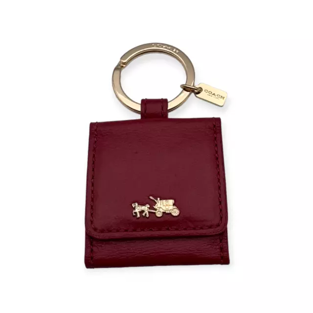 Coach Horse Carriage Gold Red Smooth Leather Picture Holder Magnetic Key Fob