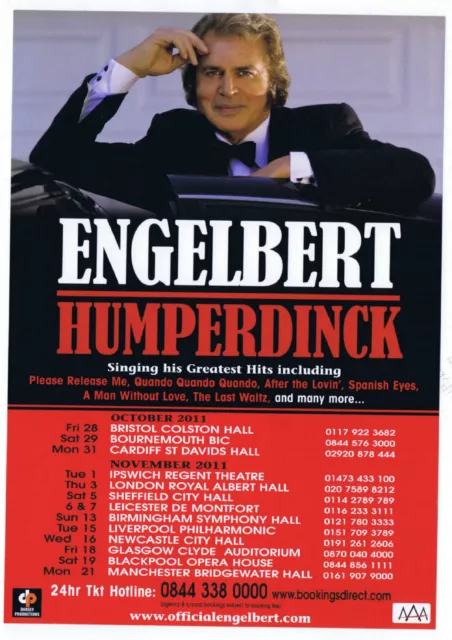 Engelbert Humperdinck   Concert Tour 2011   Playbill  Concert  Flyer  RARE