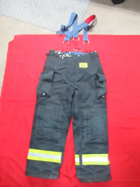 BLACK MORNING PRIDE Fire Fighter Turnout PANTS 38 X 32 BUNKER GEAR RESCUE TOW