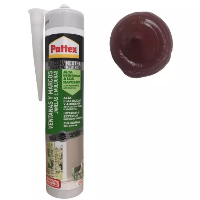 Pattex Silicone Neutre pour Vitres & Portes Chaque 280ml Rouge-Brun Mastic