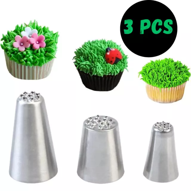 Grass Piping Nozzles 3-Pack Grass Icing Nozzles Set Large Piping Nozzles