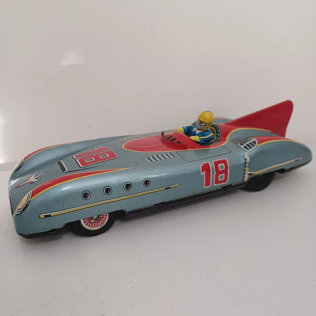 TIN TOY #18 Race Car Vintage 50's 1960s Japan ASC Aoshin Friction Car