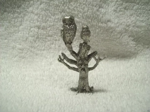 Pewter Owls In A Haunted Tree Figurine