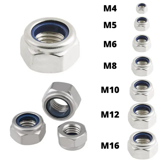 Nylon Insert Locking Nuts M4,5,6,8,10,12 Bzp Grade Steel Locknut Selflocking