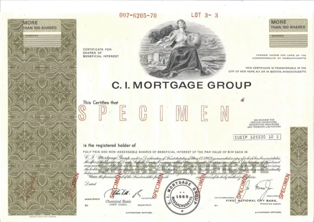 C I Mortgage Groupe Abn " Spécimen " Certificat Pour Shares De Bénéfiques