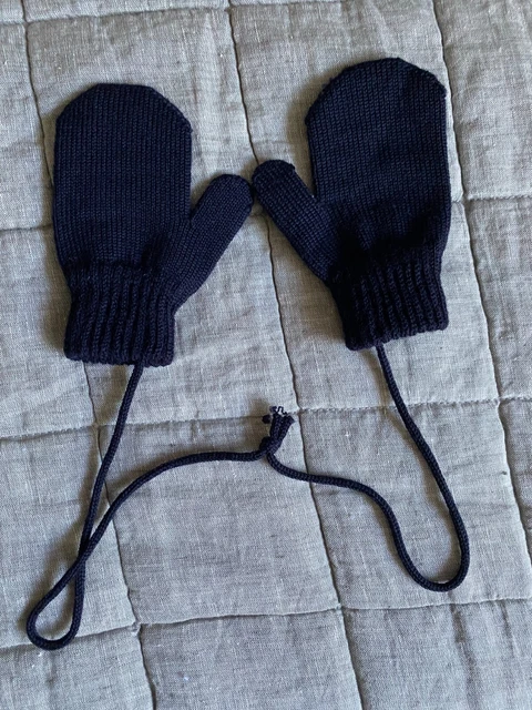 Guanti con stringhe Gatija 100% lana merino morbida bambini taglia 6-18 m blu navy