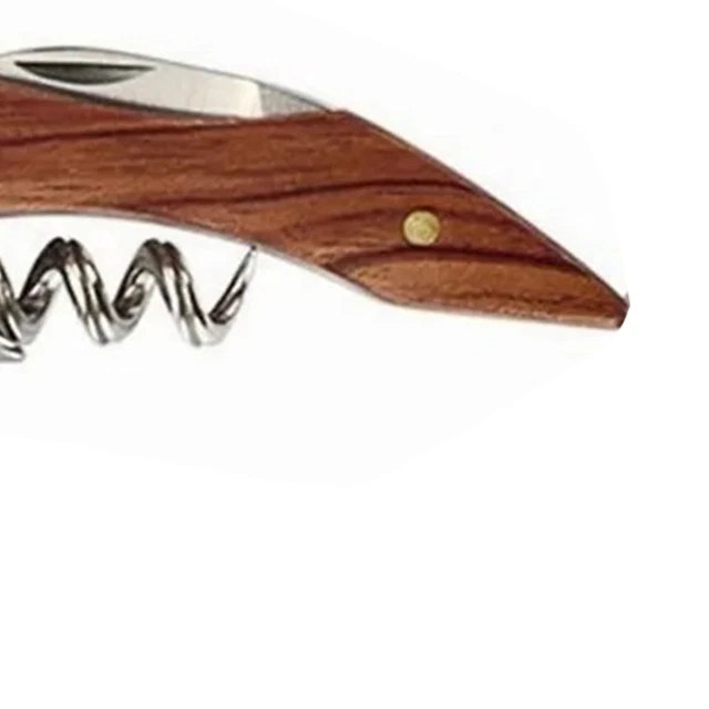 Abrebotellas de vino sacacorchos acero inoxidable madera fácil agarre herramienta portátil QT