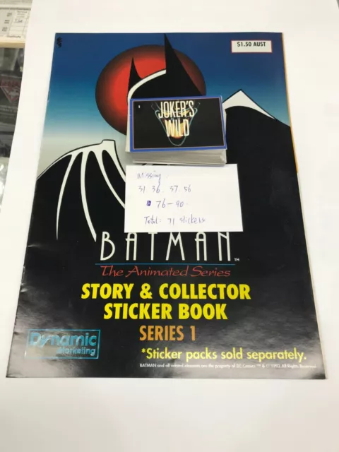 1992 Australia Dynamic Batman animated stickers series 71 out of 90 + Book-RARE