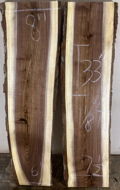 (2) live edge black Walnut Boards Kiln dried and planed 1.1/8”x6-8”x33”