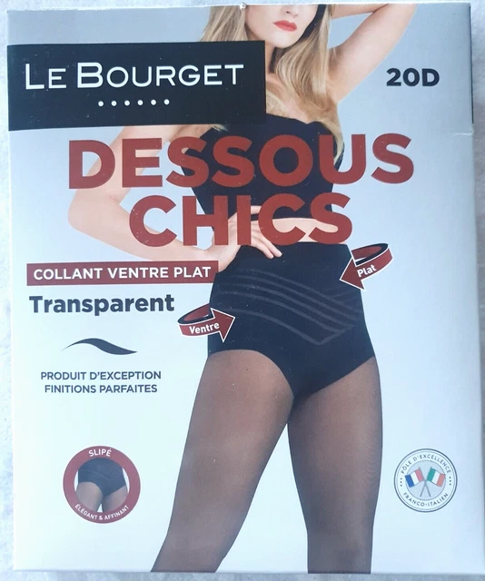 Collants neuf noir taille 2 Dessous Chic 20D, ventre plat marque Le Bourget