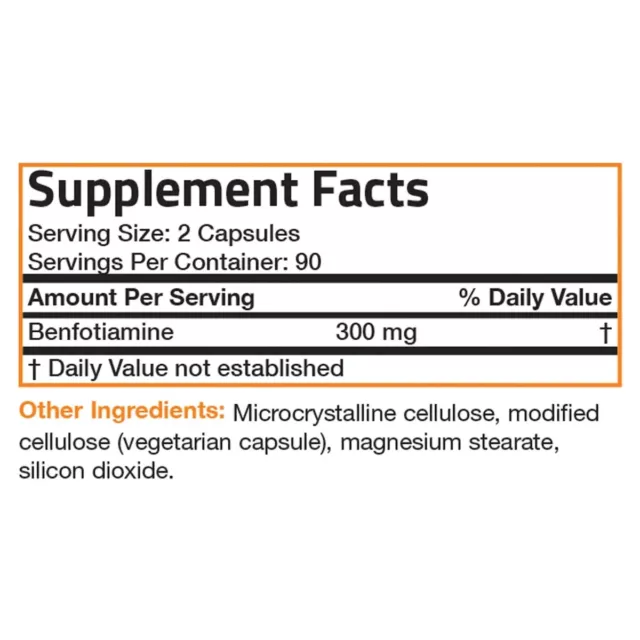 BRONSON BENFOTIAMINE 300mg 180 Veggie Caps | VITAMIN B1 PREMIUM GRADE USA MADE! 3