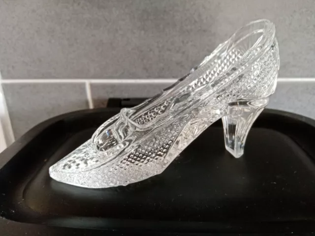 Vintage Crystal Small Slipper Cinderella Clear Glass Shoe Vase/Trinket/Ornament