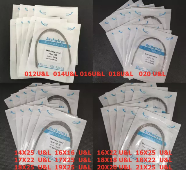 10 Packs Dental Ortho Arch Wire Stainless Steel Round Rectangular Ovoid Natural