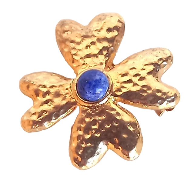 NEUF VINTAGE BROCHE YVES SAINT LAURENT TOURNESOL STRASS DORE SUNFLOWER BROOCH Métal Doré ref