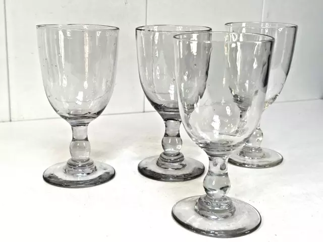 4 verres anciens en verre soufflé XIXème 3