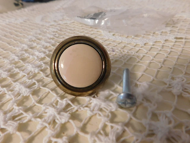 Amerock Antiqued Brass W/Beige Ceramic Center Drawer/Door Knob  Pull,.76244-Alb