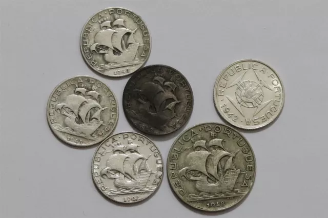 🧭 🇵🇹 Portugal + Mozambique - 6 Silver Coins Lot B58 #3 Hh3