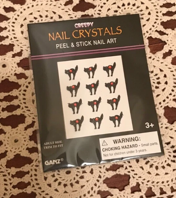 HALLOWEEN - Cristales de uñas negro pelado y palo de gato arte en uñas! ¡NUEVO EN PAQUETE!¡!