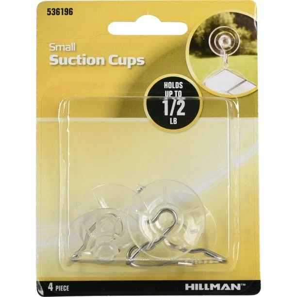 Hillman 536196 Small Suction Cup Hooks (1/2lb) 4 Pack
