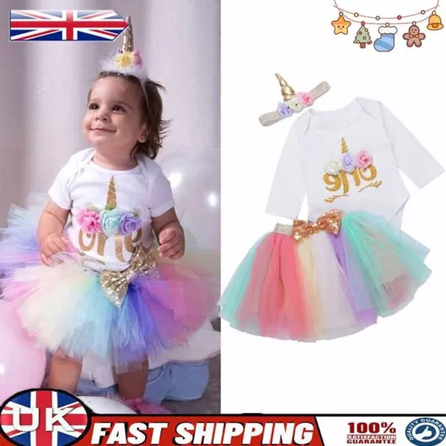 Baby Girl 1st Birthday Outfit Girls Unicorn Pastel Tutu Set Cake Smash Outfit