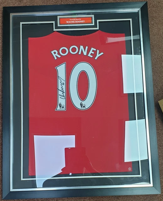 Hand Signed Wayne Rooney Manchester United Replica Shirt - Framed With COA 