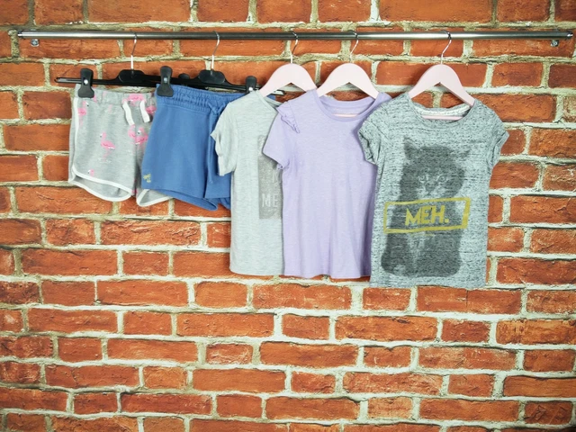 Girls Bundle Age 5-6 Years Matalan Next M&S Sweat Shorts Tees Glitter Kids 116Cm