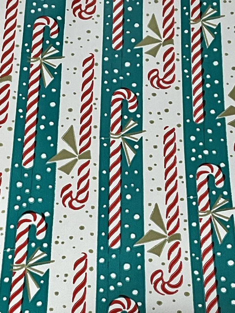 Vtg Christmas Wrapping Paper Gift Wrap Candy Cane Snowflake Gold Red Green 1960 Vtg Christmas Wrapping Paper Gift Wrap Candy Cane Snowflake Gold Red Green 1960