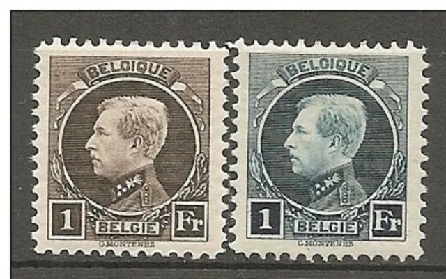 Timbres 1921 BELGIQUE Yvert N°214 & 215 "Albert Ier": lot (x2) en Neuf *