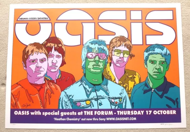 Oasis SIGNED NUMBERED USA MUSIC POSTER / PRINT Gandr