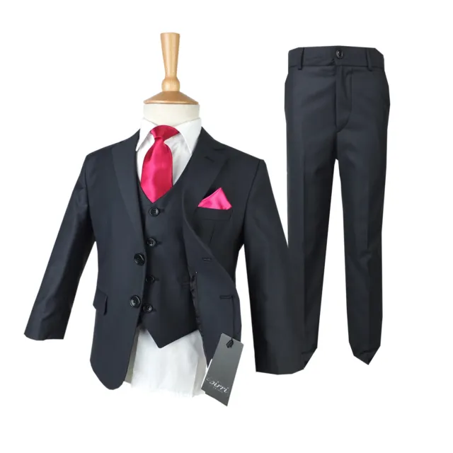 Dark grey Kids Suit, Boys Grey Formal Wedding Suits, Kids 1st Communion Outfit