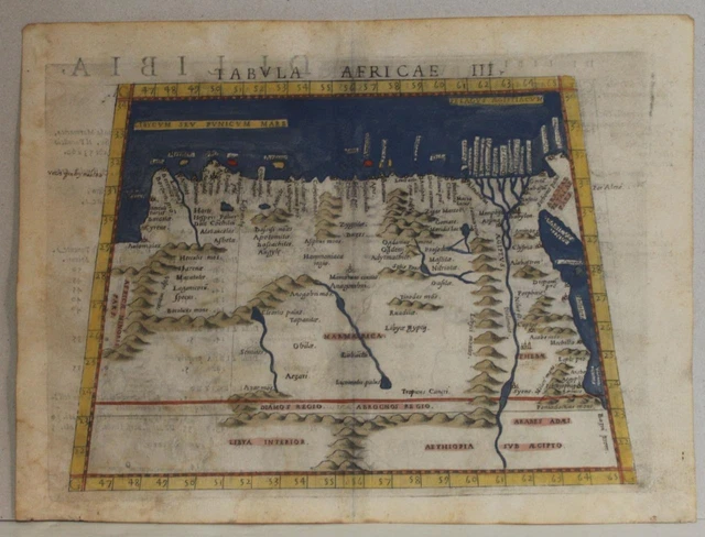 North Africa 1574 Ruscelli & Ptolemy Unusual Antique Copper Engraved Map