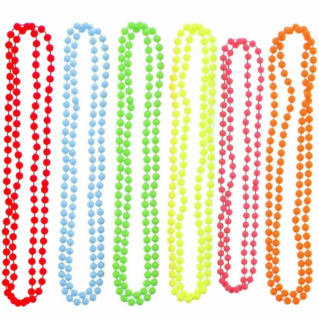 Neon Bead Necklace Bead Pearl Necklaces Retro 1980's Fancy Dress For Tutu Set