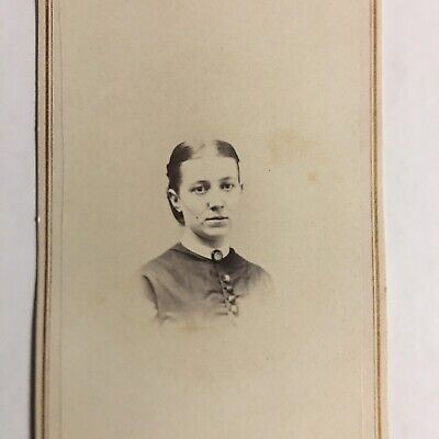Old Vintage Antique CDV Photo Pretty Young Woman Civil War Era Snood 1860s