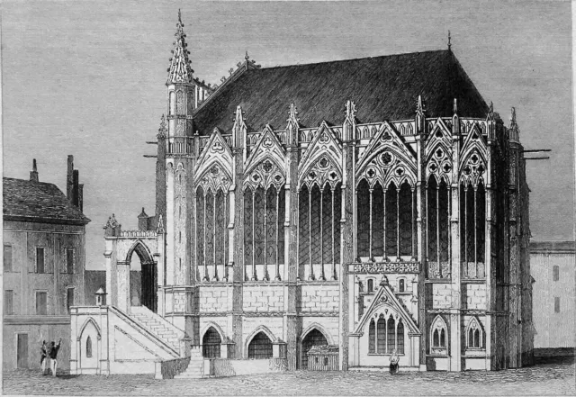 PARIS - ÎLE de la CITÉ : LA SAINTE CHAPELLE - Gravure du 19e siècle (1835)