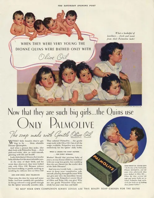 Dionne Quintuplets for Palmolive Soap with Olive Oil ad 1936 SEP