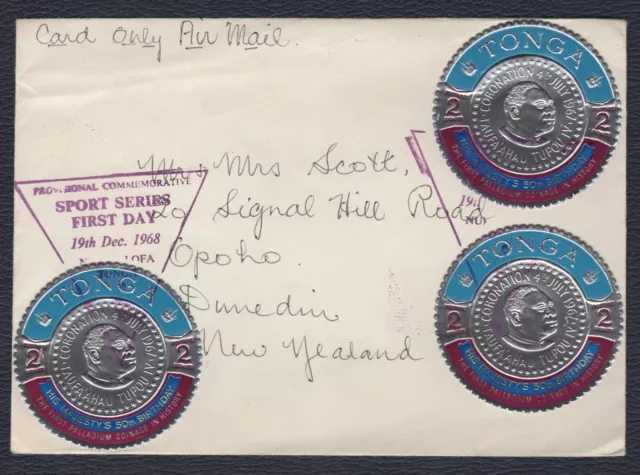 TONGA 1968, 50th Birthday, Cover to New Zealand, SG 256, Sc C46, Mi 255, Yv PA46