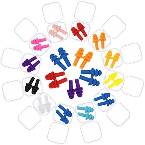 24 Pairs Waterproof Reusable Ear Plugs - Assorted Color