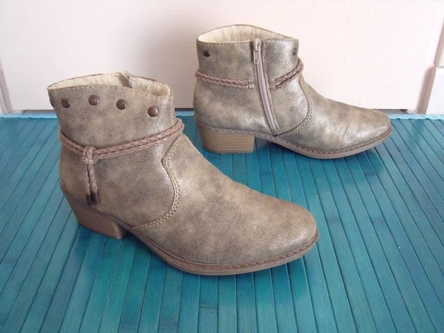 Rieker Bottines Boots Simili Cuir Taupe Mordore Pointure 39