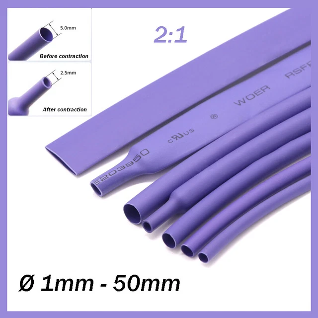 Tubo termoretraibile viola merce al metro per linea veicolo elettrica 2:1 Ø 1 a 50 mm
