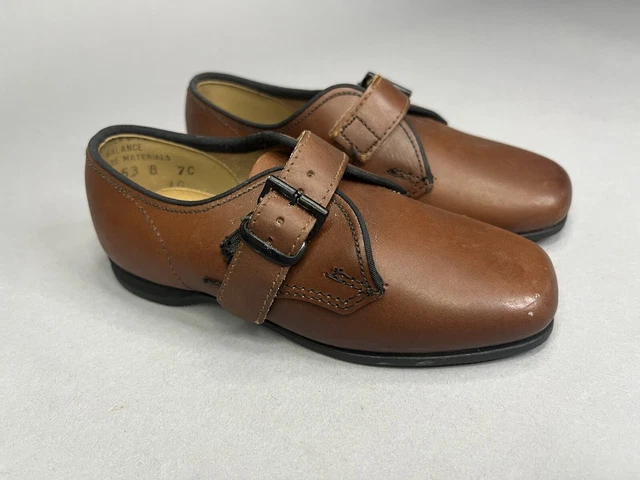 Vintage Pied Piper Baby Infant or Toddler Buckle Leather Saddle Dress Shoes 7 C