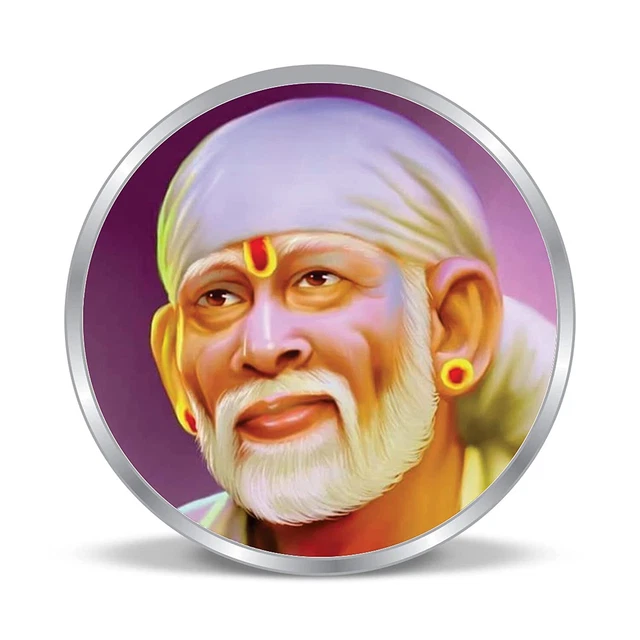 SAI BABA LORD Shirdi Sai Idol Colorful Design Silver Gift Coin 20 Gram