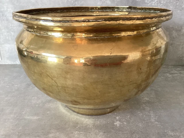 Ancien Pot Jardinière En Cuivre Martelé - France - Déco Vintage