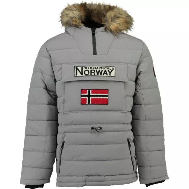 Geographical Norway Giacca a Vento Casimire Grigio Parka Inverno Uomo Misura XXL