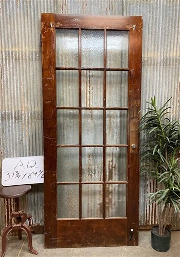 15 Pane Glass Door (37.75x89.5) Vintage American Door, Architectural Salvage A12