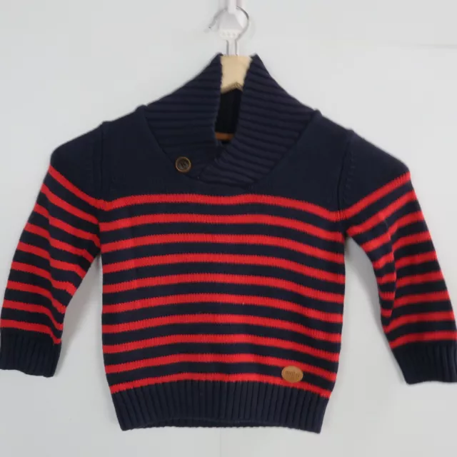 H&M Kids Boys Knit Sweater Size 2 - 4 Years Blue & Red Striped Jumper