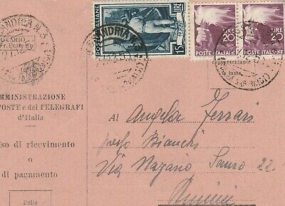 ITALY V.Rare Parcel Post Receipt Tied Airmail Stamps to Italian Consult Cairo 50
