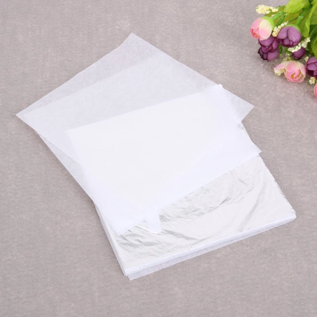 100pcs artisanat papier Imitation or Sliver cuivre feuille feuilles feuilles feu