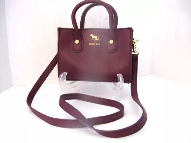 EMMA FOX Convertible Small Satchel Crossbody Bag Leather Burgundy Red EUC