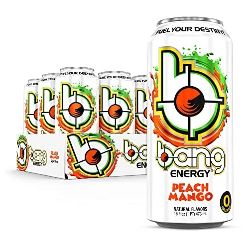 Energy Peach Mango, Sugar-Free Energy Drink, 16-Ounce (Pack of 12)