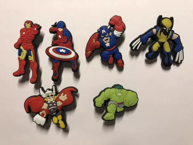 6 Schuh Pin - Shoe Charms - Anstecker für Crocs - Clogs - Marvel Superheroes